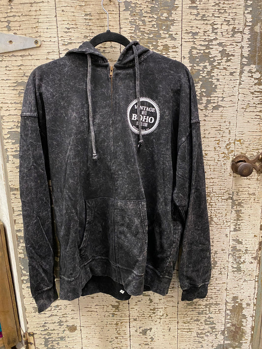 Vintage Meets Boho Hoodie With Zipper