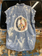 Peace Patch Denim Sleeveless Top