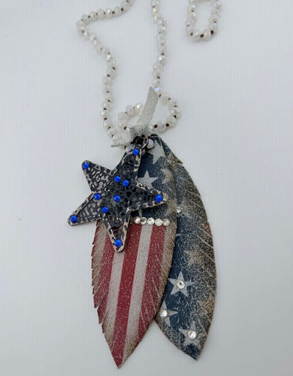 Star and Feather Beaded Necklace FINAL SALE