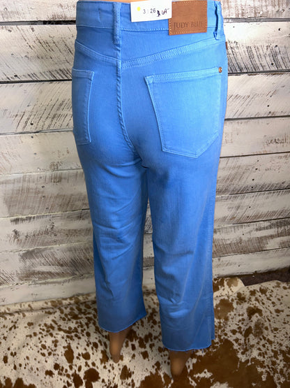 Sky Blue Wide Leg Crop Jeans