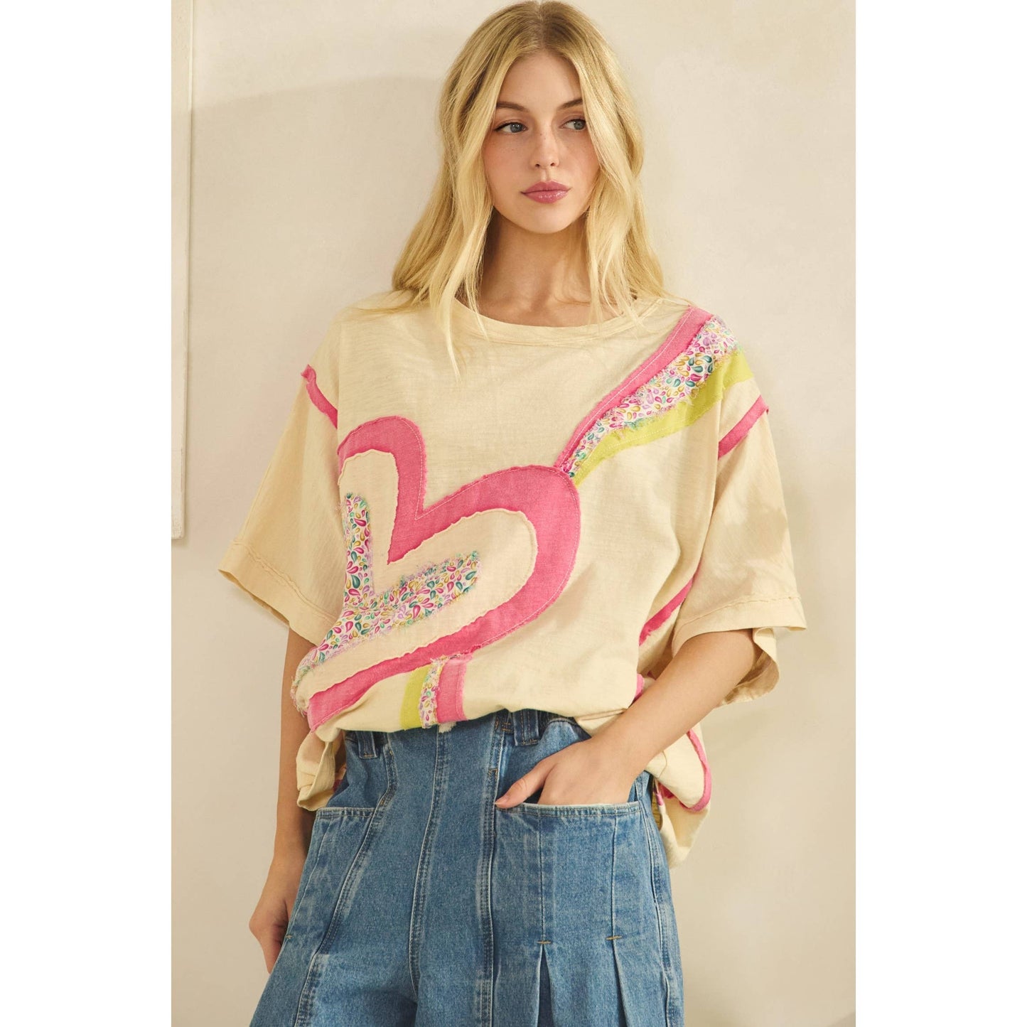 HEART POP PATCHWORK TEE