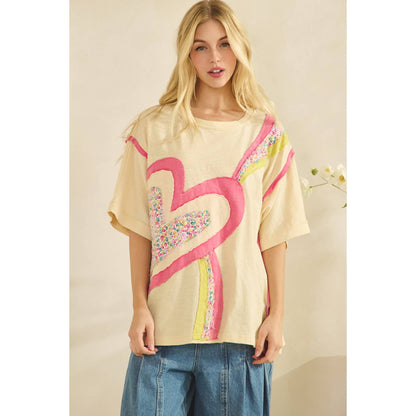 HEART POP PATCHWORK TEE