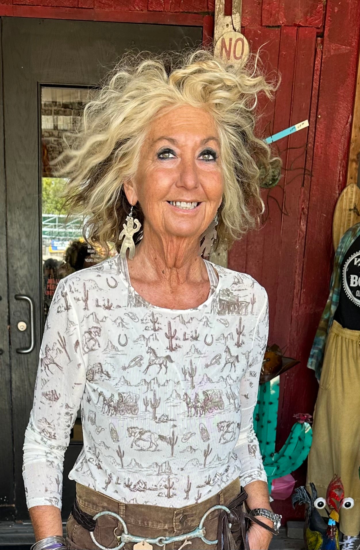 Long Sleeved Mesh Top - Old West bling detail