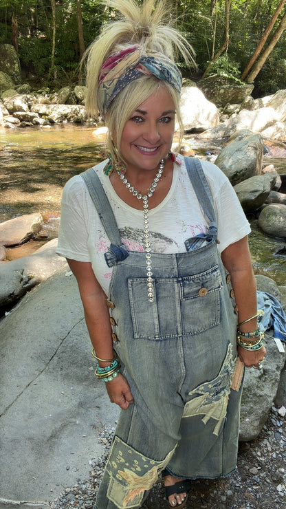 Denim Star Patchwork Bib Overalls