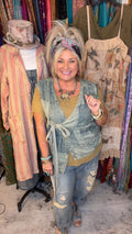 Patchwork Skies Wrap Top - Chambray