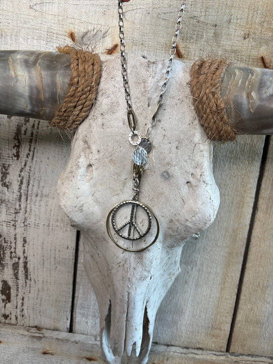 Mixed Metal Halo Peace Necklace FINAL SALE