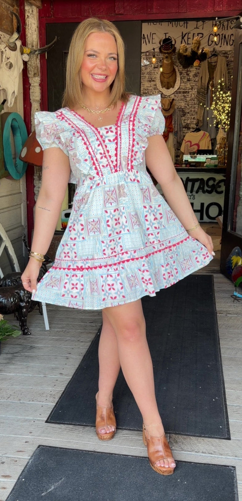 CANYON RUFFLE MINI DRESSFINAL SALE