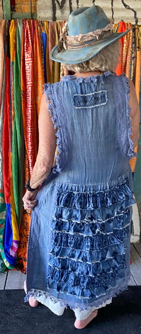 Ruffle Up Hi-Lo Top - Chambray