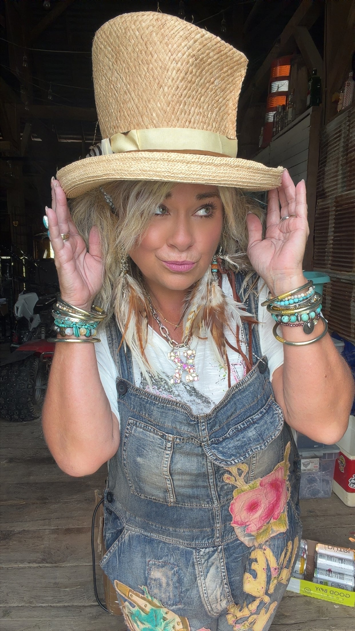 Mixed Media Madhatter - Straw Top