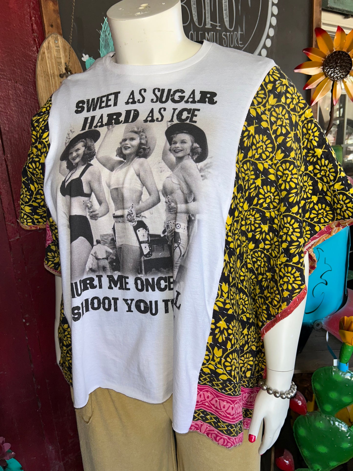 Sweet as sugar Kantha Poncho Tee