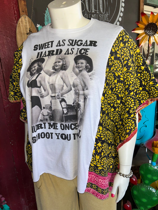 Sweet as sugar Kantha Poncho Tee