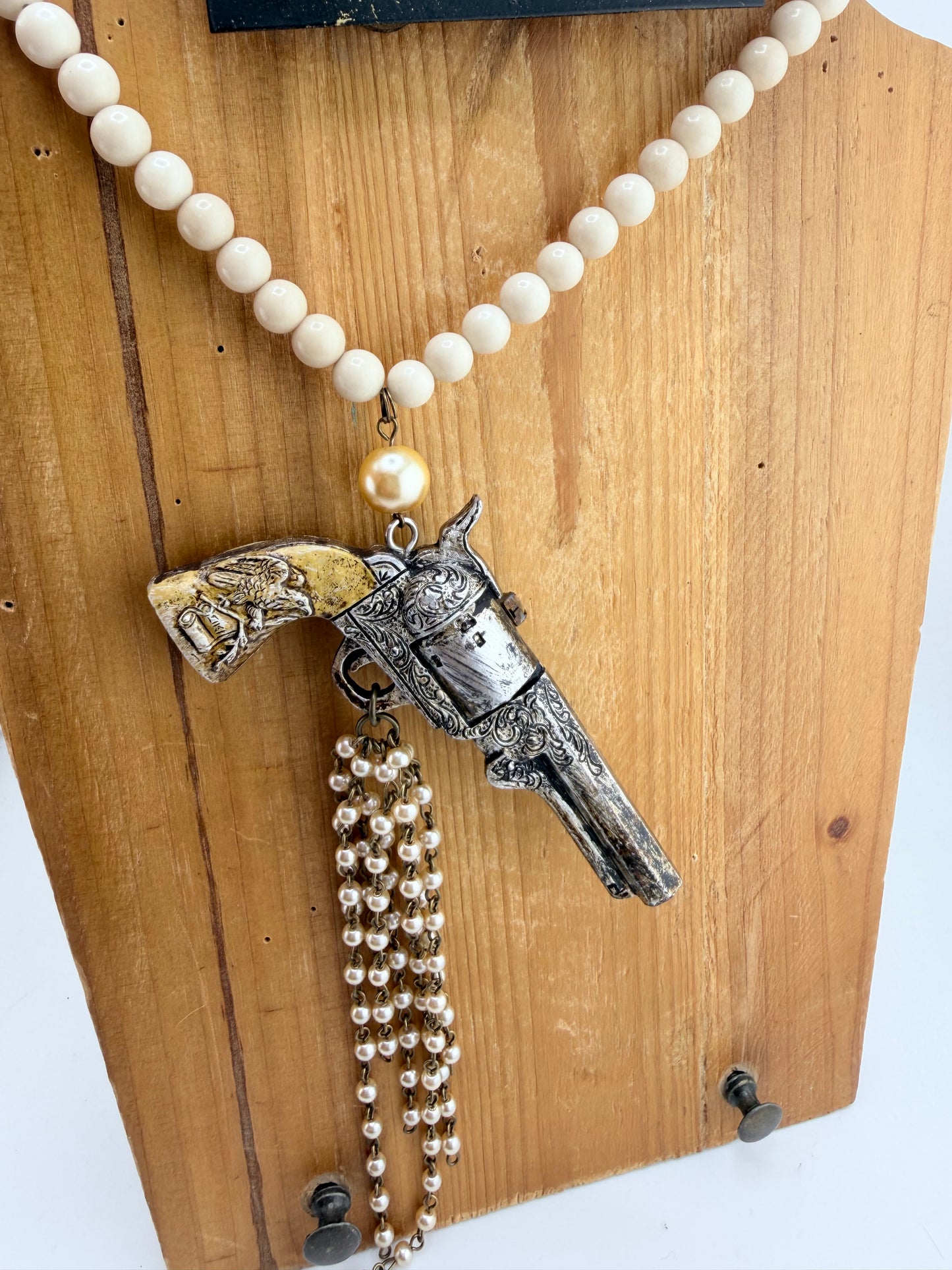 Pearls and Pistols Necklace FINAL SALE