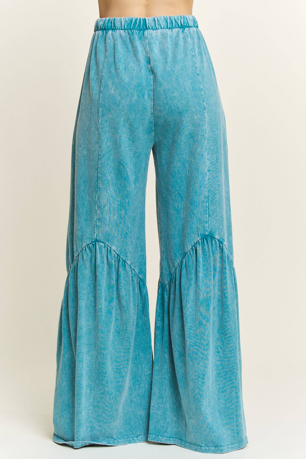 Boho Pants -Mineral Washed Pocket Wide Flare Pants