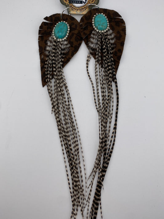 Cheetah Feather Earrings FINAL SALE