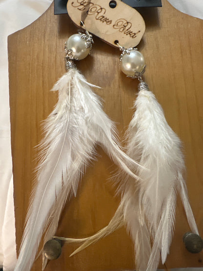 Pearl Whispers Feather Earrings