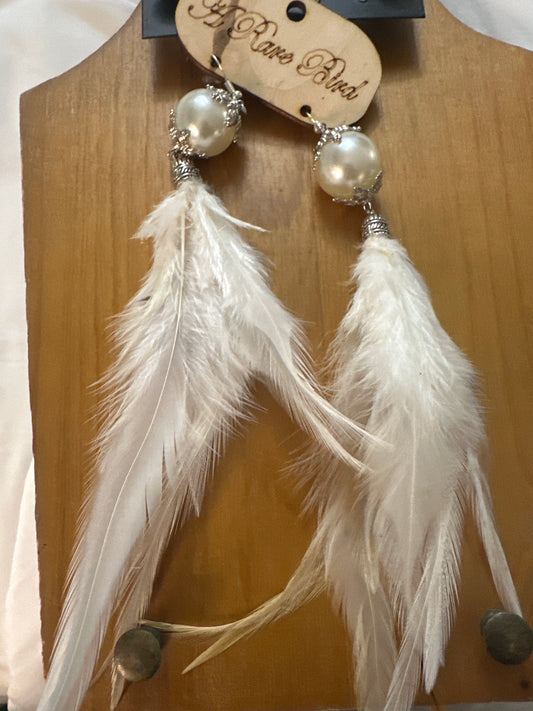 Pearl Whispers Feather Earrings