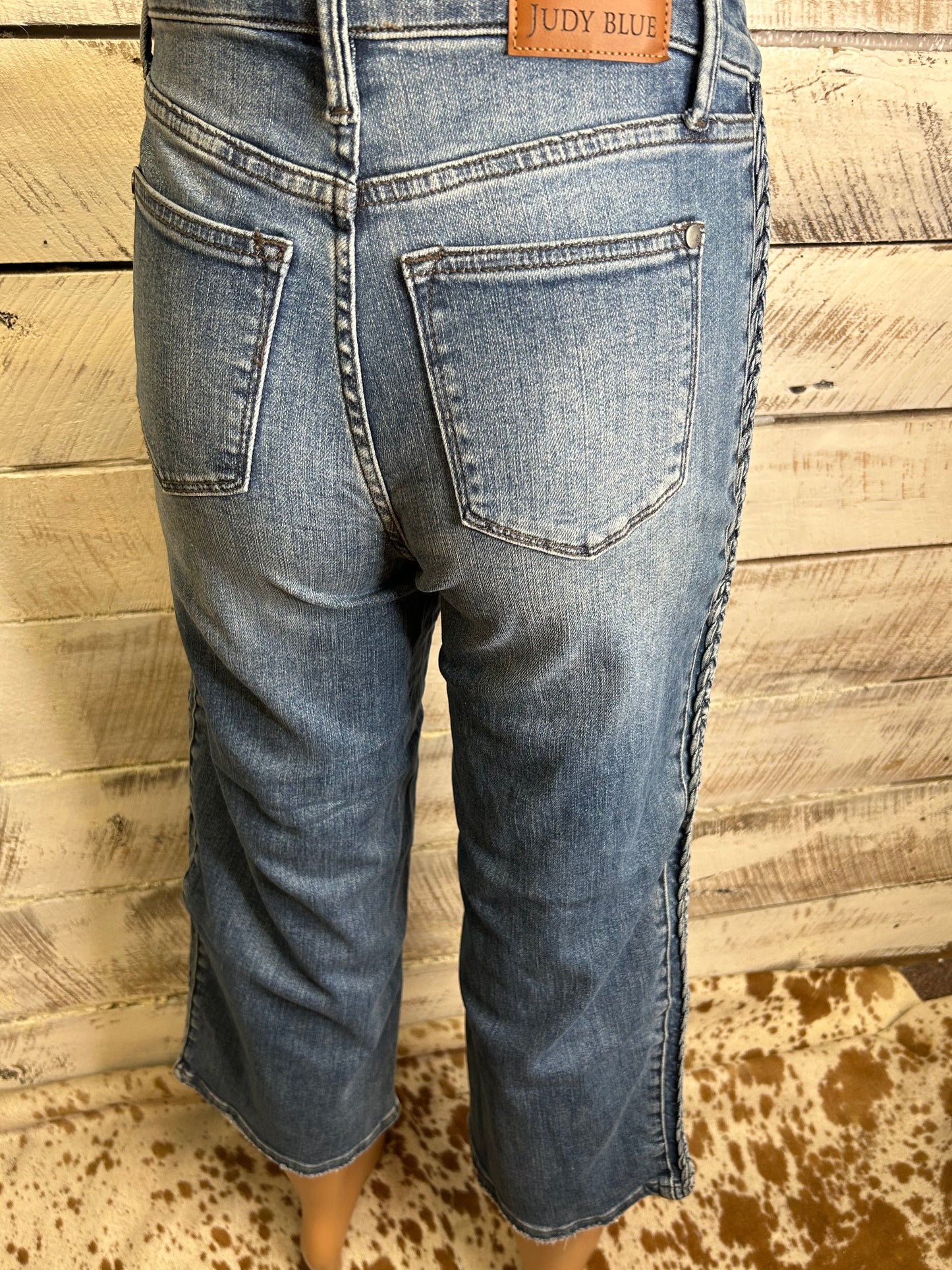 Braided Wide Leg Crop Jean