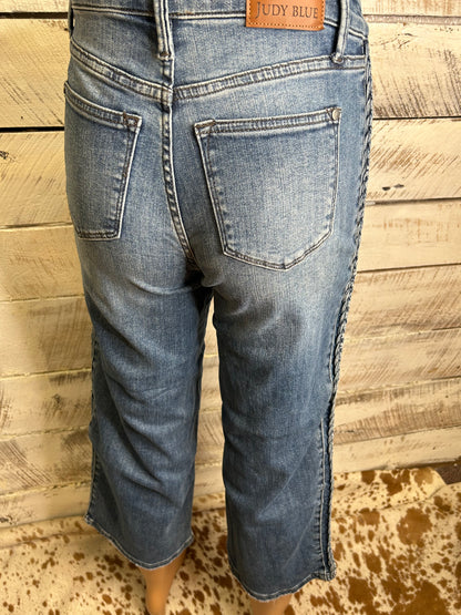 Braided Wide Leg Crop Jean