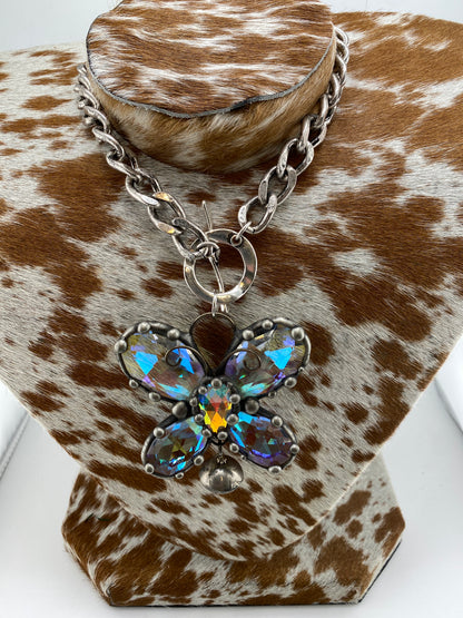 Chunky Crystal Butterfly Necklace FINALSALE
