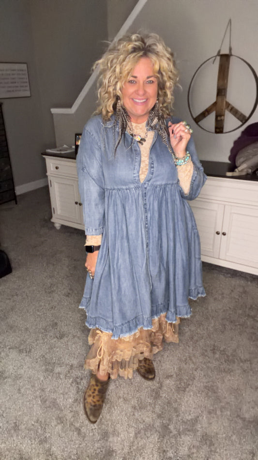 Chambray Flowy Dress