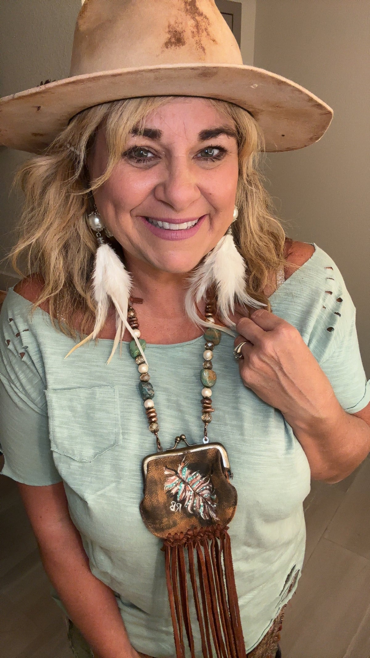 Pearl Whispers Feather Earrings