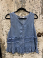 Chambray Vest with Tiered Ruffles