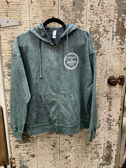 Vintage Meets Boho Hoodie With Zipper