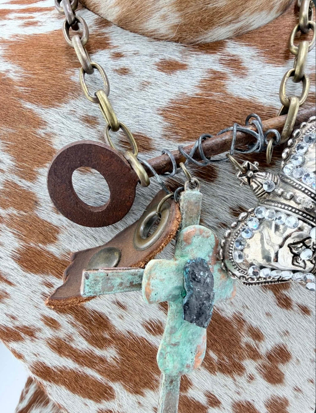 Rustic Cross and Crown Necklace FINAL SALE