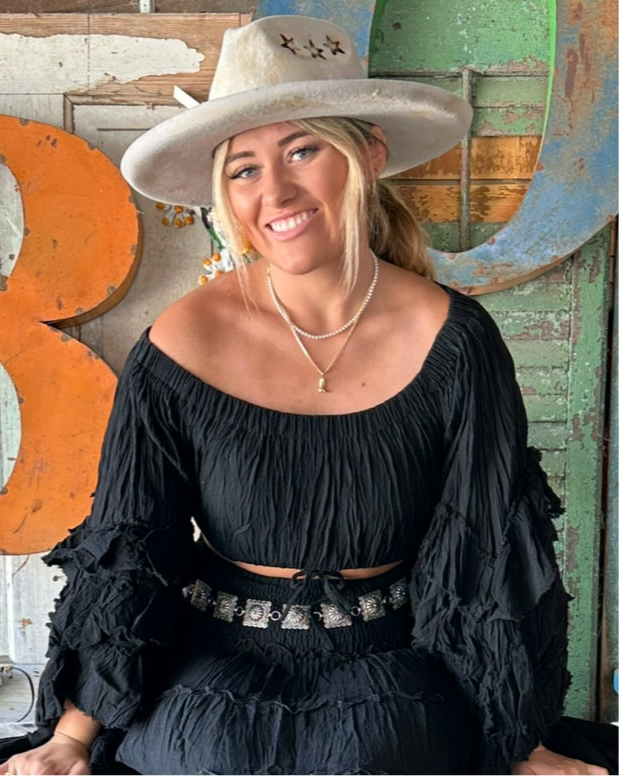 WC Crop Top-9 Black ruffle on off shoulder