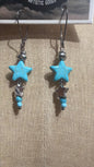 Small Star Turquoise and Silver  Drop Earrings FINALSALE