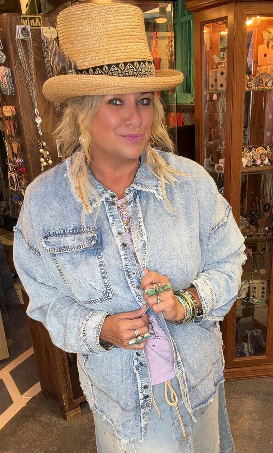 Washed Chambray Denim Button Down Shirt