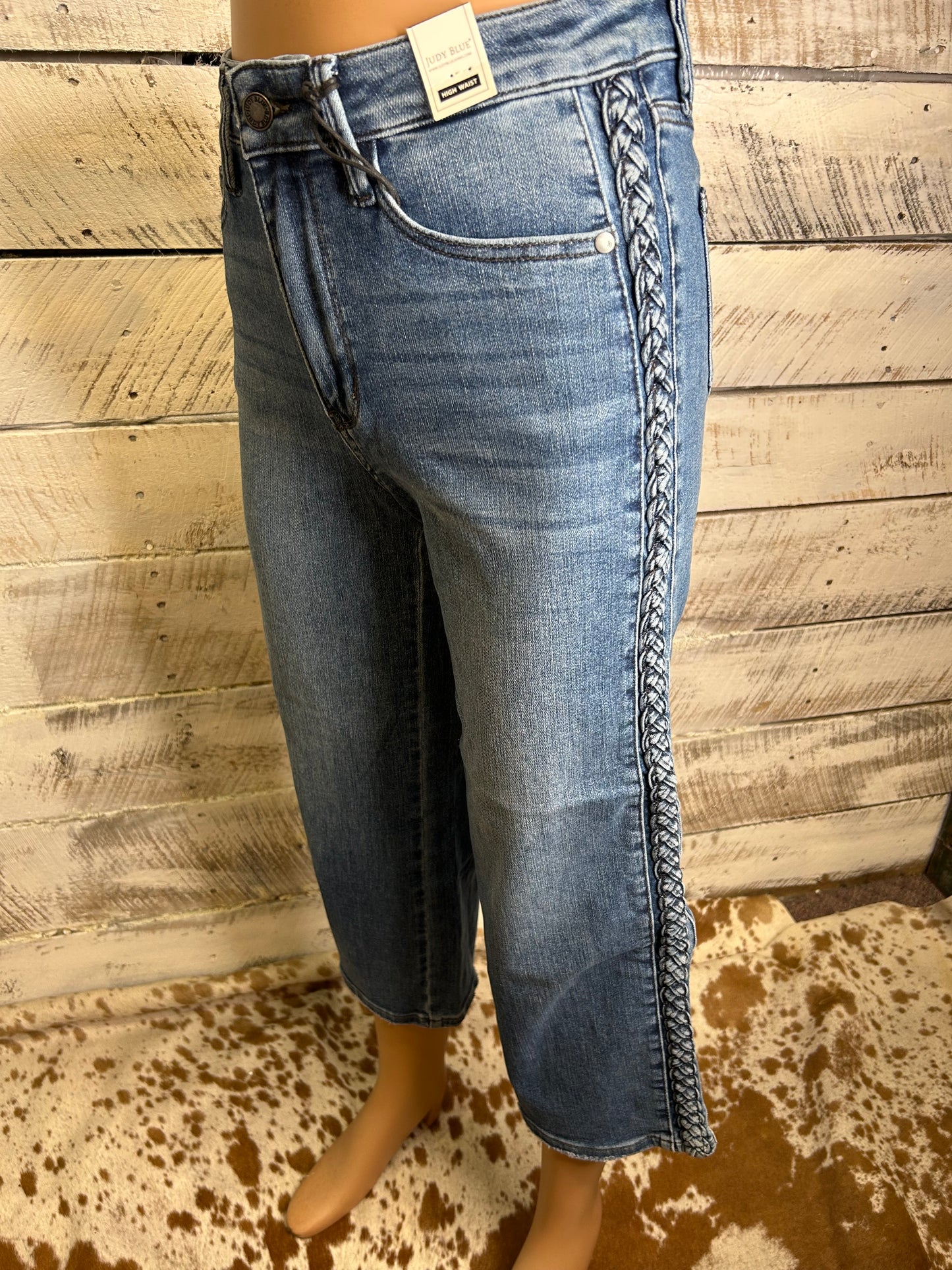 Braided Wide Leg Crop Jean