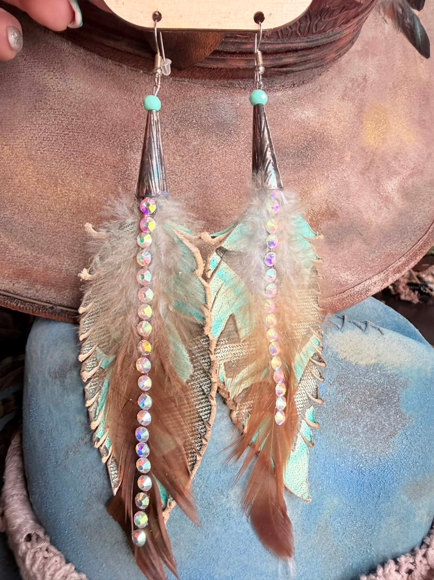 Turquoise Cone Feather Earrings FINAL SALE