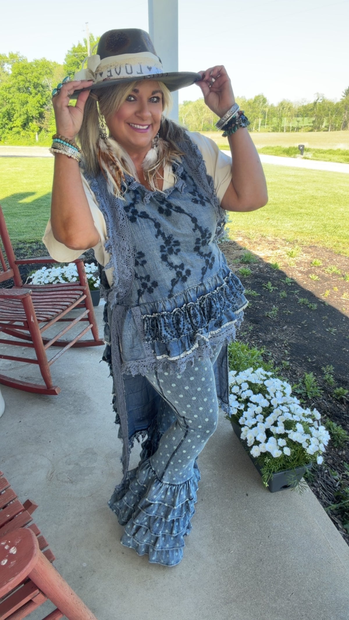 Ruffle Up Hi-Lo Top - Chambray