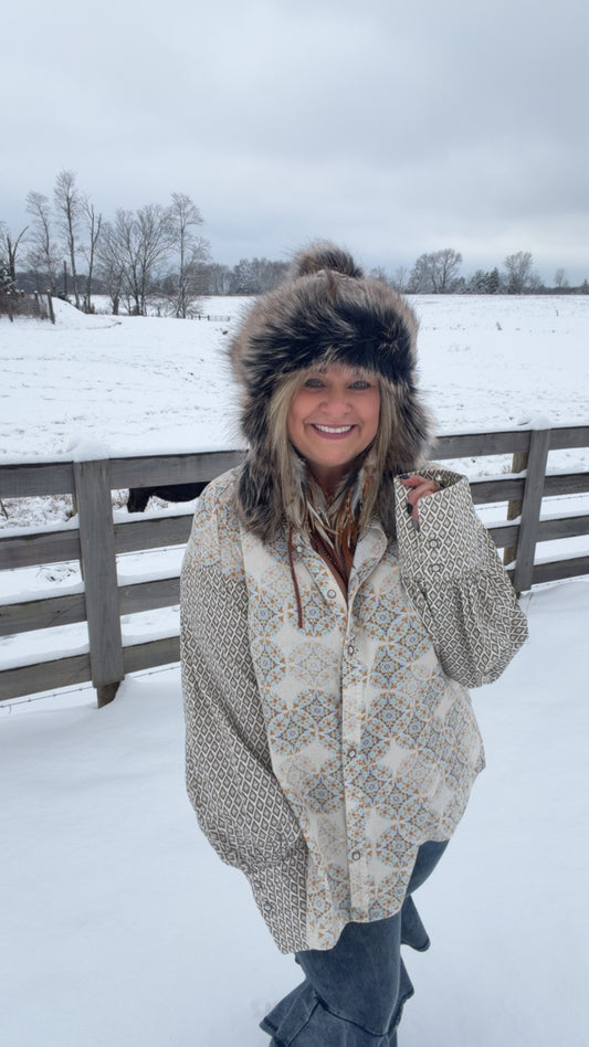 The Boho Mosiac Patchwork Button Down Top