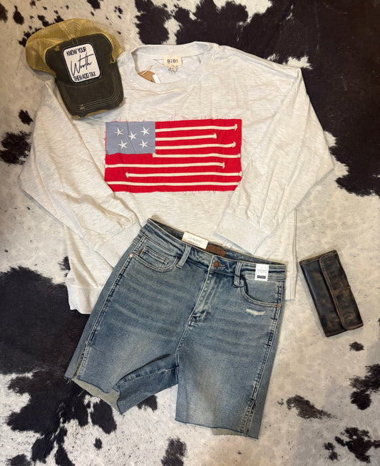 American Flag Patch Top