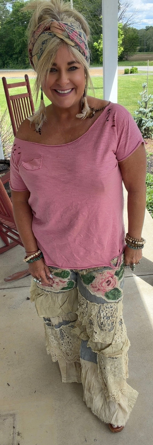 Rose Ticking Pants