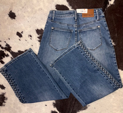 Braided Wide Leg Crop Jean