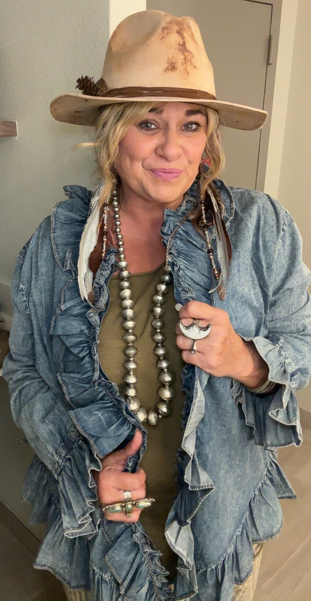 Denim Ruffle Shirt