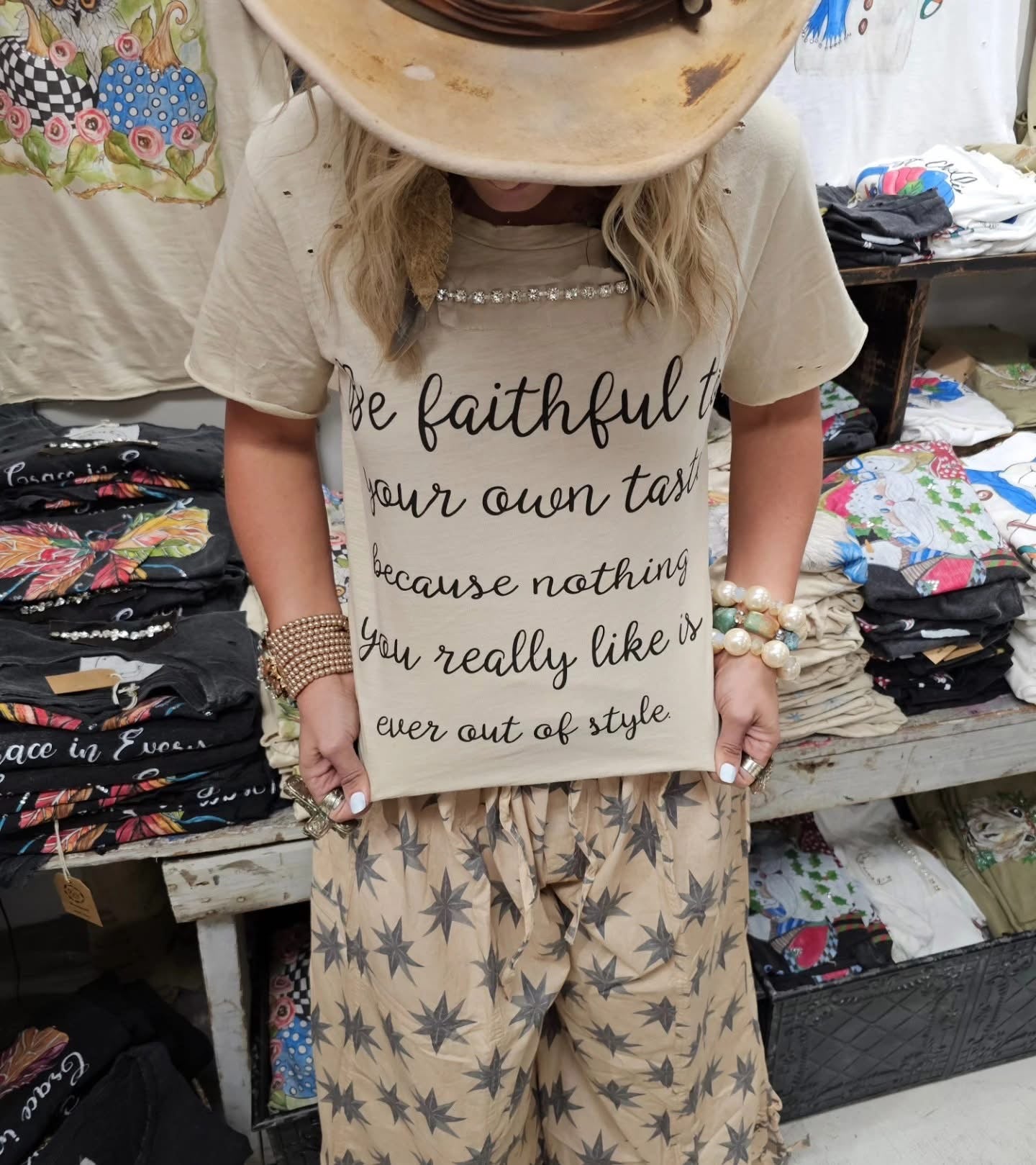 Rhinestone Tee- Be Faithful