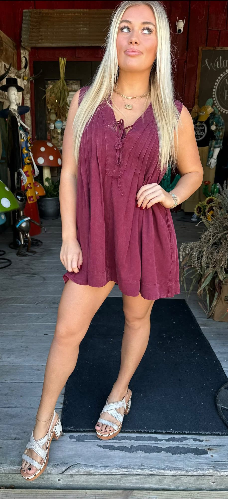 Pintuck Sleeveless Top