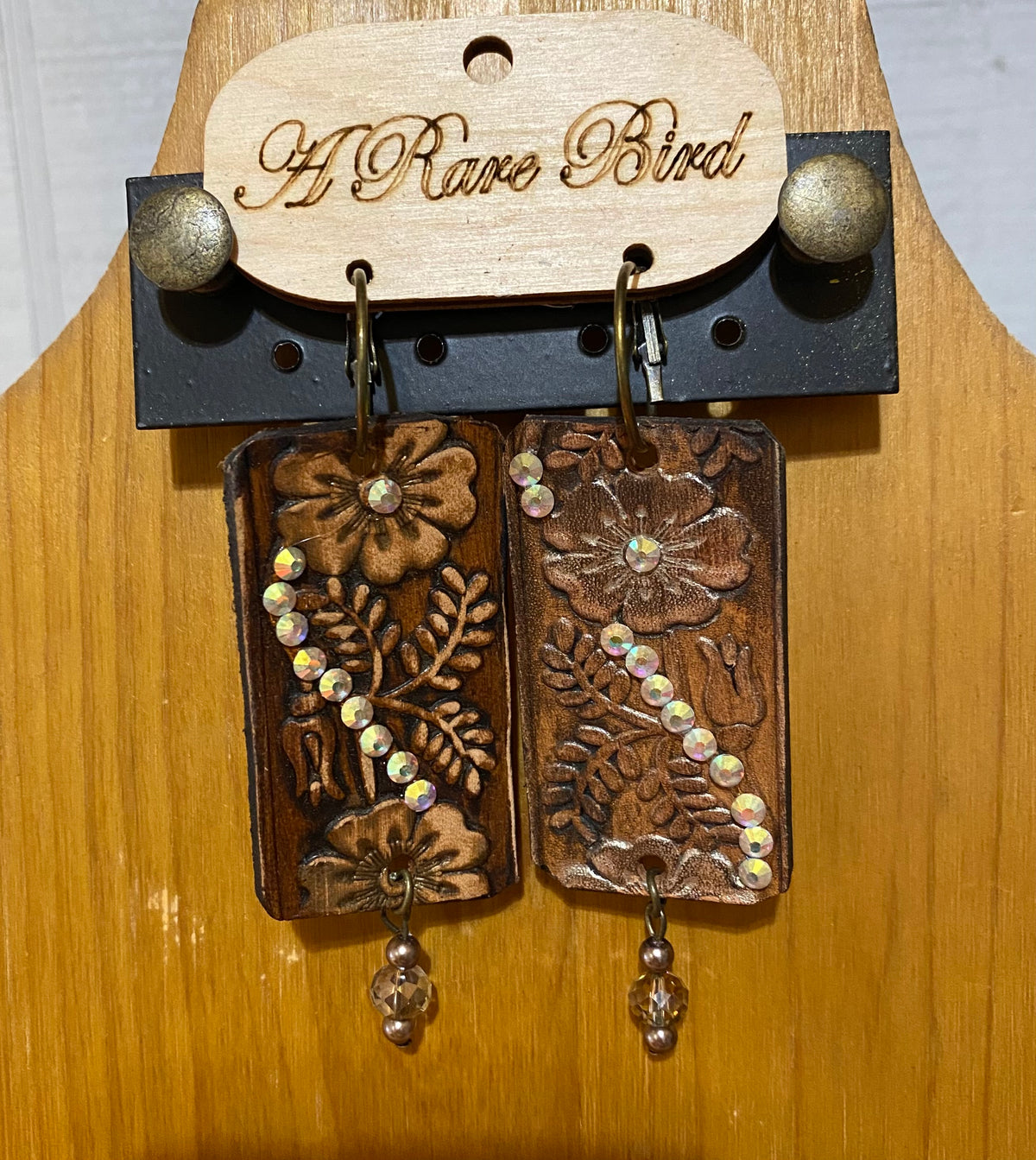 Leather Dangle Bling Earrings