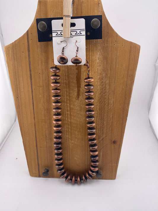 Rustic Copper Disc Necklace and Earring Set FINAL SALE