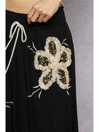 Smocked Waist Ruffle Embroidered Fringe Long Skirt
