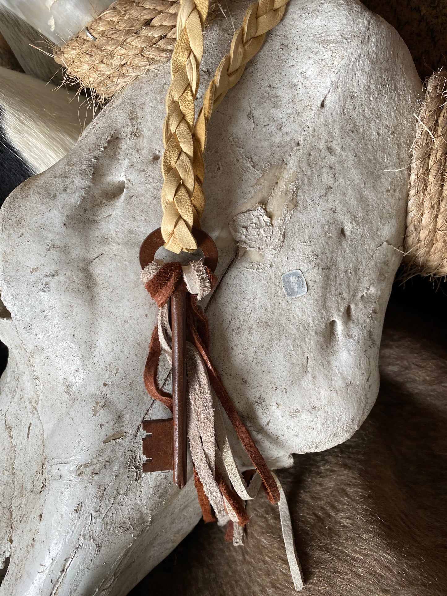Rustic Key Leather Necklace FINAL SALE
