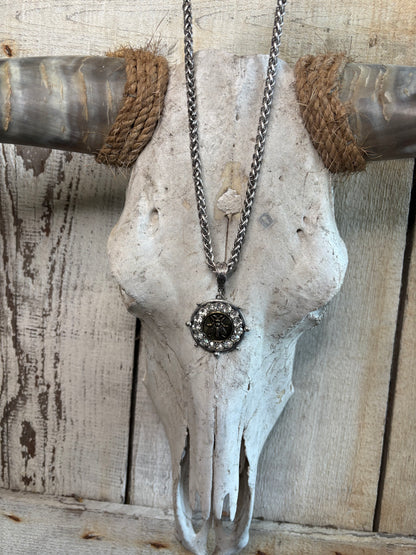 Bee Coin with crystal Necklace FINAL SALE