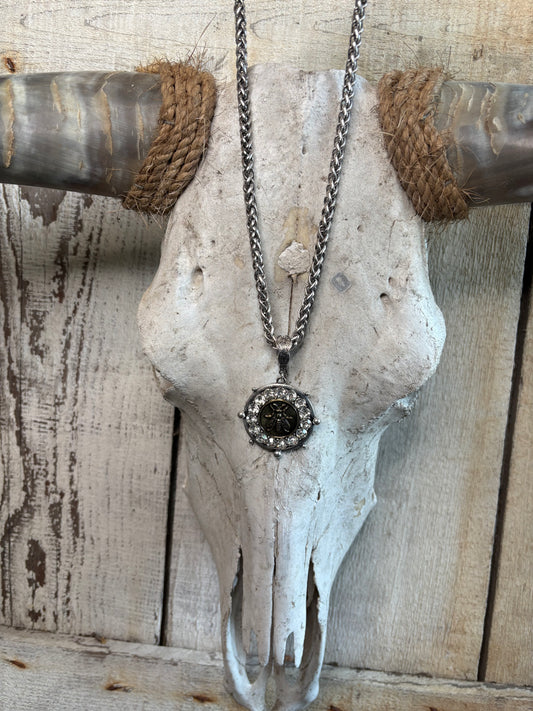 Bee Coin with crystal Necklace FINAL SALE
