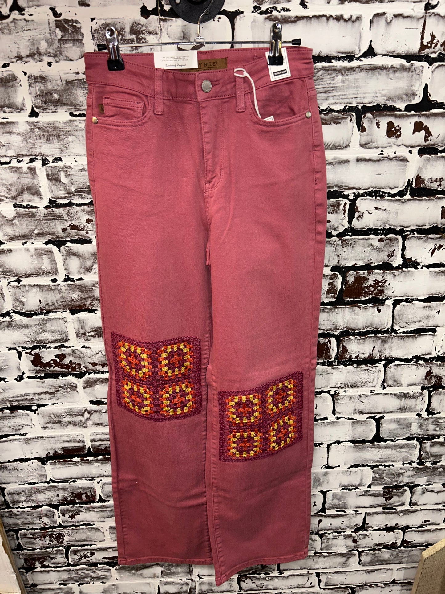 Pink Crochet Wide Leg Jean