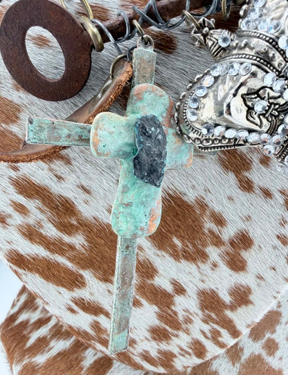 Rustic Cross and Crown Necklace FINAL SALE