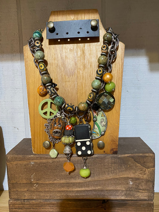 Boho Charm Cluster Necklace